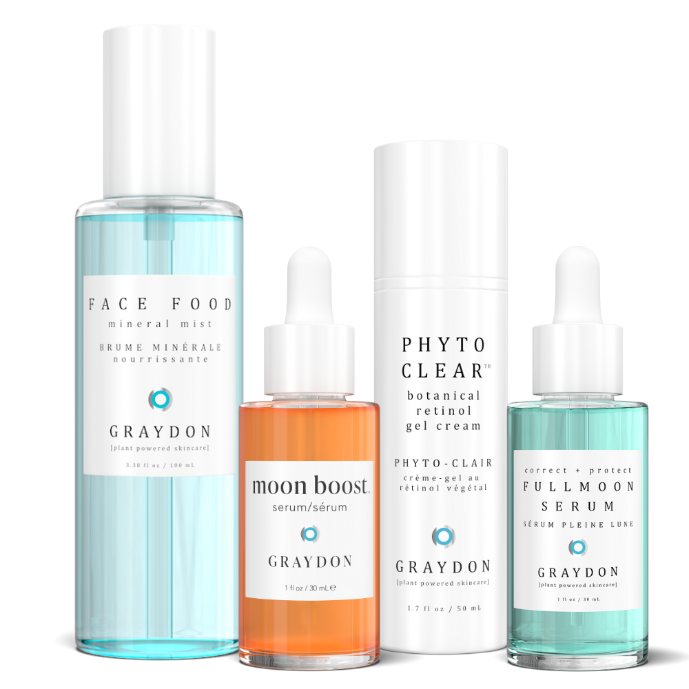 Face Food, Moon Boost Serum, Phyto Clear and Fullmoon Serum together